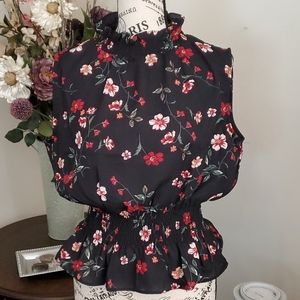 Semi sheer black and floral top